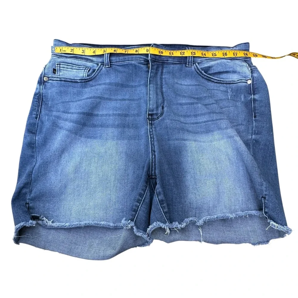 Judy Blue Denim Shorts Bundle of 2 Light & Medium Wash Distressed Raw Hem 3X
